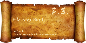 Pávay Borisz névjegykártya